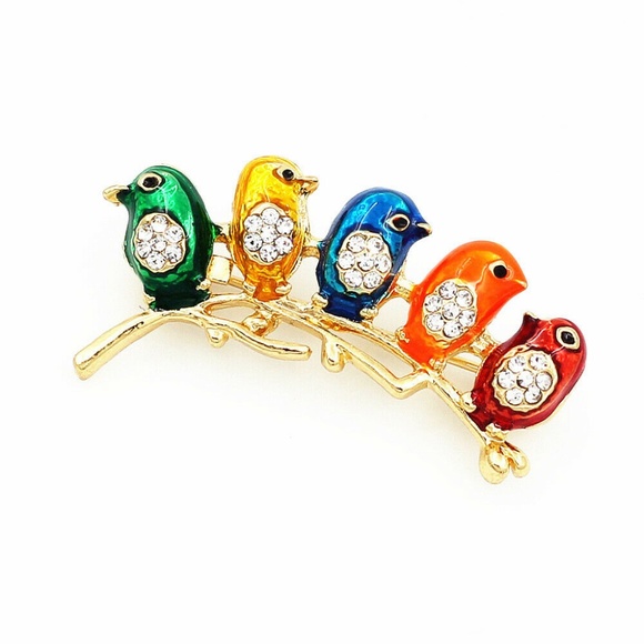 Birds of a Feather Rhinestone Brooch NWT- - Picture 2 of 4